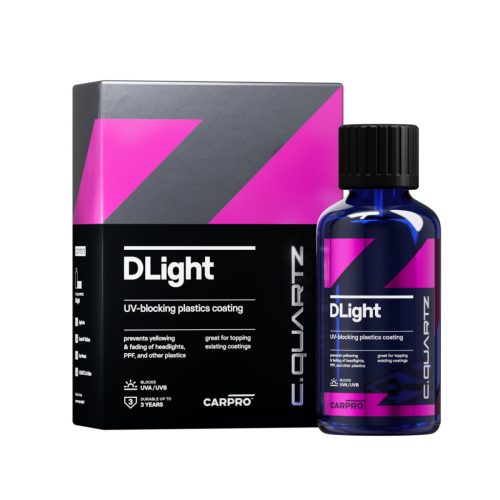 CarPro Dlight anti UV Coating30ml kerámia bevonat fényezetlen kültéri műanyag elemekre és fényszóróra